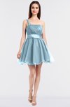 ColsBM Lucille Ice Blue Princess Ball Gown Asymmetric Neckline Zip up Mini Ruching Bridesmaid Dresses