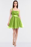 ColsBM Lucille Lime Green Princess Ball Gown Asymmetric Neckline Zip up Mini Ruching Bridesmaid Dresses