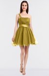 ColsBM Lucille Misted Yellow Princess Ball Gown Asymmetric Neckline Zip up Mini Ruching Bridesmaid Dresses