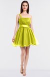 ColsBM Lucille Pale Yellow Princess Ball Gown Asymmetric Neckline Zip up Mini Ruching Bridesmaid Dresses