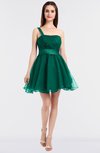 ColsBM Lucille Pepper Green Princess Ball Gown Asymmetric Neckline Zip up Mini Ruching Bridesmaid Dresses