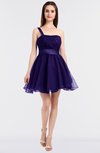 ColsBM Lucille Royal Purple Princess Ball Gown Asymmetric Neckline Zip up Mini Ruching Bridesmaid Dresses