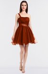 ColsBM Lucille Rust Princess Ball Gown Asymmetric Neckline Zip up Mini Ruching Bridesmaid Dresses