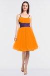 ColsBM Aryana Orange Elegant Ball Gown Sleeveless Zip up Knee Length Ruching Bridesmaid Dresses