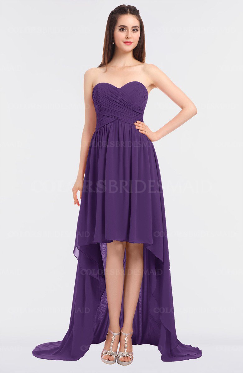 fitted lace wedding dress Purple Spaghetti Straps Prom Dresses Slit Sexy Evening Dress – Hoprom main image 0