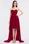 ColsBM Skye Dark Red Sexy A-line Strapless Zip up Sweep Train Ruching Bridesmaid Dresses