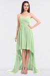 ColsBM Skye Pale Green Sexy A-line Strapless Zip up Sweep Train Ruching Bridesmaid Dresses