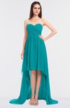 ColsBM Skye Teal Sexy A-line Strapless Zip up Sweep Train Ruching Bridesmaid Dresses