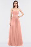 ColsBM Lexi Peach Elegant Bateau Sleeveless Zip up Floor Length Appliques Bridesmaid Dresses