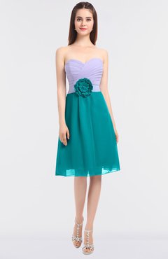 ColsBM Kadence Peacock Blue Modern A-line Strapless Sleeveless Flower Bridesmaid Dresses