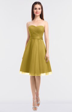 ColsBM Olivia Misted Yellow Princess A-line Strapless Knee Length Bow Bridesmaid Dresses