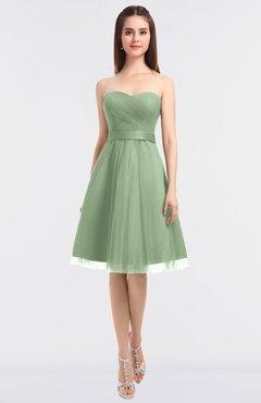 ColsBM Olivia Pale Green Princess A-line Strapless Knee Length Bow Bridesmaid Dresses