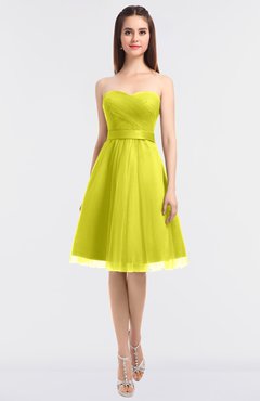 ColsBM Olivia Pale Yellow Princess A-line Strapless Knee Length Bow Bridesmaid Dresses