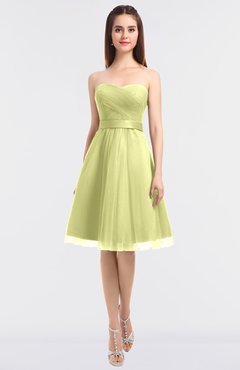 ColsBM Olivia Wax Yellow Princess A-line Strapless Knee Length Bow Bridesmaid Dresses