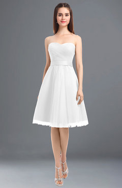 ColsBM Olivia White Princess A-line Strapless Knee Length Bow Bridesmaid Dresses