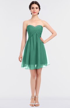 ColsBM Denise Beryl Green Glamorous A-line Sleeveless Zip up Mini Appliques Bridesmaid Dresses