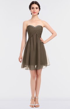 ColsBM Denise Chocolate Brown Glamorous A-line Sleeveless Zip up Mini Appliques Bridesmaid Dresses