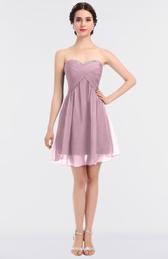 ColsBM Denise Mist Pink Glamorous A-line Sleeveless Zip up Mini Appliques Bridesmaid Dresses