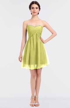 ColsBM Denise Wax Yellow Glamorous A-line Sleeveless Zip up Mini Appliques Bridesmaid Dresses