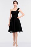 ColsBM Emelia Black Elegant A-line Sleeveless Zip up Knee Length Ruching Bridesmaid Dresses