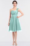 ColsBM Emelia Blue Glass Elegant A-line Sleeveless Zip up Knee Length Ruching Bridesmaid Dresses