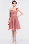 ColsBM Emelia Flamingo Pink Elegant A-line Sleeveless Zip up Knee Length Ruching Bridesmaid Dresses