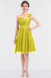 ColsBM Emelia Pale Yellow Elegant A-line Sleeveless Zip up Knee Length Ruching Bridesmaid Dresses