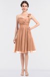 ColsBM Emelia Peach Nectar Elegant A-line Sleeveless Zip up Knee Length Ruching Bridesmaid Dresses