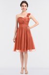 ColsBM Emelia Persimmon Orange Elegant A-line Sleeveless Zip up Knee Length Ruching Bridesmaid Dresses