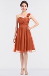 ColsBM Emelia Persimmon Elegant A-line Sleeveless Zip up Knee Length Ruching Bridesmaid Dresses