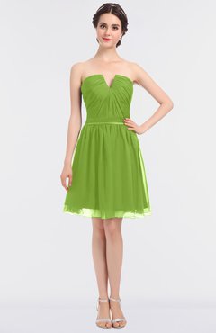 ColsBM Julissa Greenery Glamorous Strapless Sleeveless Zip up Knee Length Ruching Bridesmaid Dresses