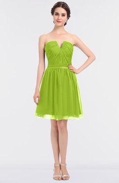 ColsBM Julissa Lime Green Glamorous Strapless Sleeveless Zip up Knee Length Ruching Bridesmaid Dresses