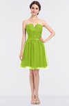 ColsBM Julissa Lime Green Glamorous Strapless Sleeveless Zip up Knee Length Ruching Bridesmaid Dresses