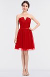 ColsBM Julissa Red Glamorous Strapless Sleeveless Zip up Knee Length Ruching Bridesmaid Dresses