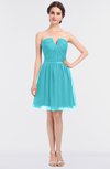 ColsBM Julissa Turquoise Glamorous Strapless Sleeveless Zip up Knee Length Ruching Bridesmaid Dresses