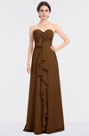 ColsBM Jemma Brown Elegant A-line Strapless Sleeveless Ruching Bridesmaid Dresses