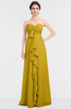 ColsBM Jemma Lemon Curry Elegant A-line Strapless Sleeveless Ruching Bridesmaid Dresses