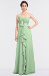 ColsBM Jemma Light Green Elegant A-line Strapless Sleeveless Ruching Bridesmaid Dresses