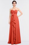 ColsBM Jemma Living Coral Elegant A-line Strapless Sleeveless Ruching Bridesmaid Dresses