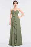 ColsBM Jemma Moss Green Elegant A-line Strapless Sleeveless Ruching Bridesmaid Dresses