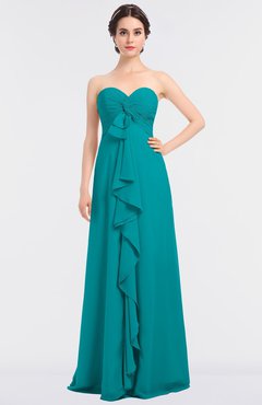 ColsBM Jemma Peacock Blue Elegant A-line Strapless Sleeveless Ruching Bridesmaid Dresses