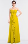 ColsBM Jemma Yellow Elegant A-line Strapless Sleeveless Ruching Bridesmaid Dresses