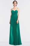 ColsBM Tayler Viridian Green Elegant A-line Spaghetti Sleeveless Zip up Bridesmaid Dresses