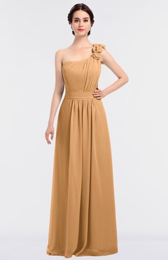 ColsBM Winter Apricot Mature A-line Asymmetric Neckline Sleeveless Floor Length Flower Bridesmaid Dresses