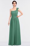 ColsBM Winter Beryl Green Mature A-line Asymmetric Neckline Sleeveless Floor Length Flower Bridesmaid Dresses