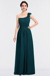 ColsBM Winter Blue Green Mature A-line Asymmetric Neckline Sleeveless Floor Length Flower Bridesmaid Dresses