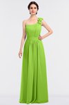 ColsBM Winter Bright Green Mature A-line Asymmetric Neckline Sleeveless Floor Length Flower Bridesmaid Dresses