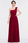 ColsBM Winter Dark Red Mature A-line Asymmetric Neckline Sleeveless Floor Length Flower Bridesmaid Dresses