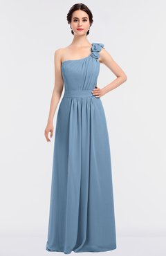 ColsBM Winter Dusty Blue Mature A-line Asymmetric Neckline Sleeveless Floor Length Flower Bridesmaid Dresses