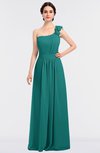 ColsBM Winter Emerald Green Mature A-line Asymmetric Neckline Sleeveless Floor Length Flower Bridesmaid Dresses